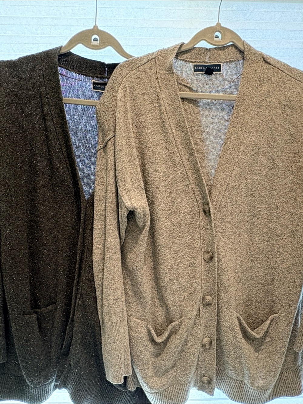 Karen Scott gray and charcoal Knit Cardigans